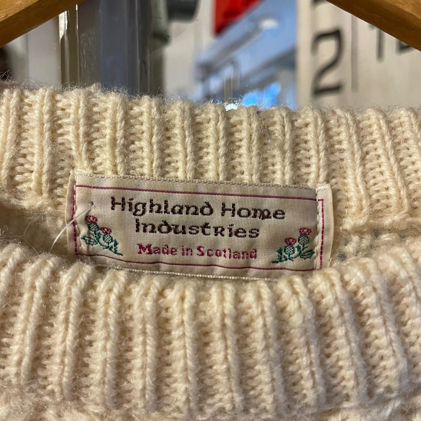 1980s Cream Wool Knitted Aran Jumper