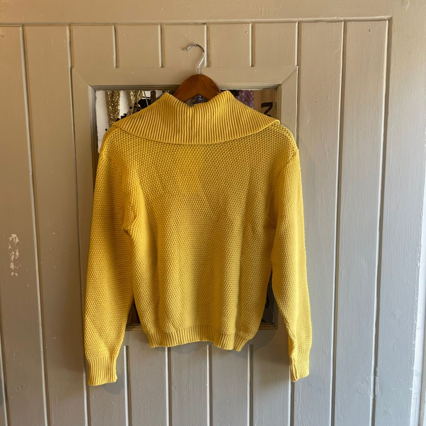Vintage 50s/60s Yellow Wool British Knitted Unusual Jumper