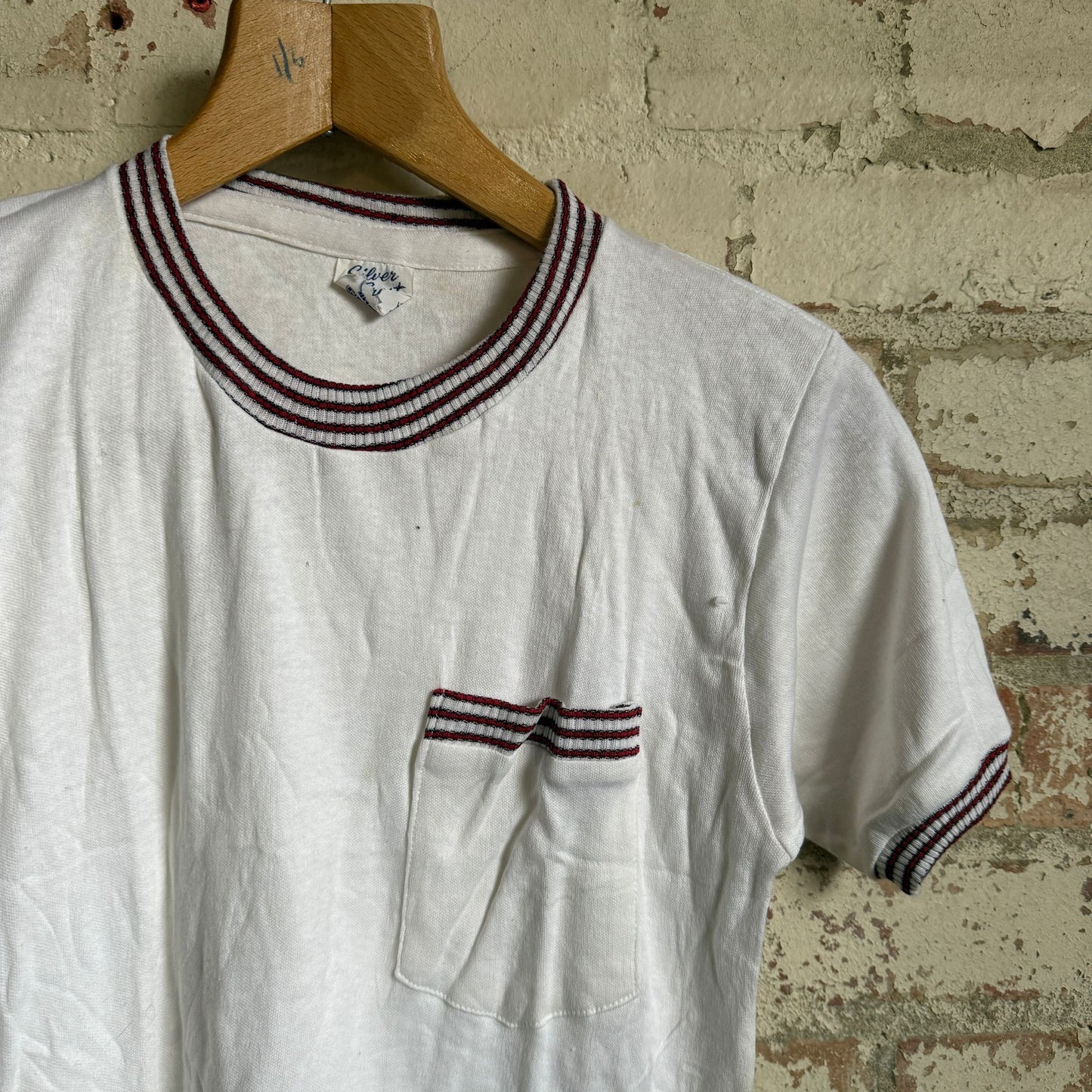 1960s White Cotton Ringer Pocket T-shirt