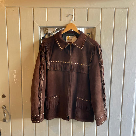 1960s Dark Brown Suede Leather Tassel Western Jacket
