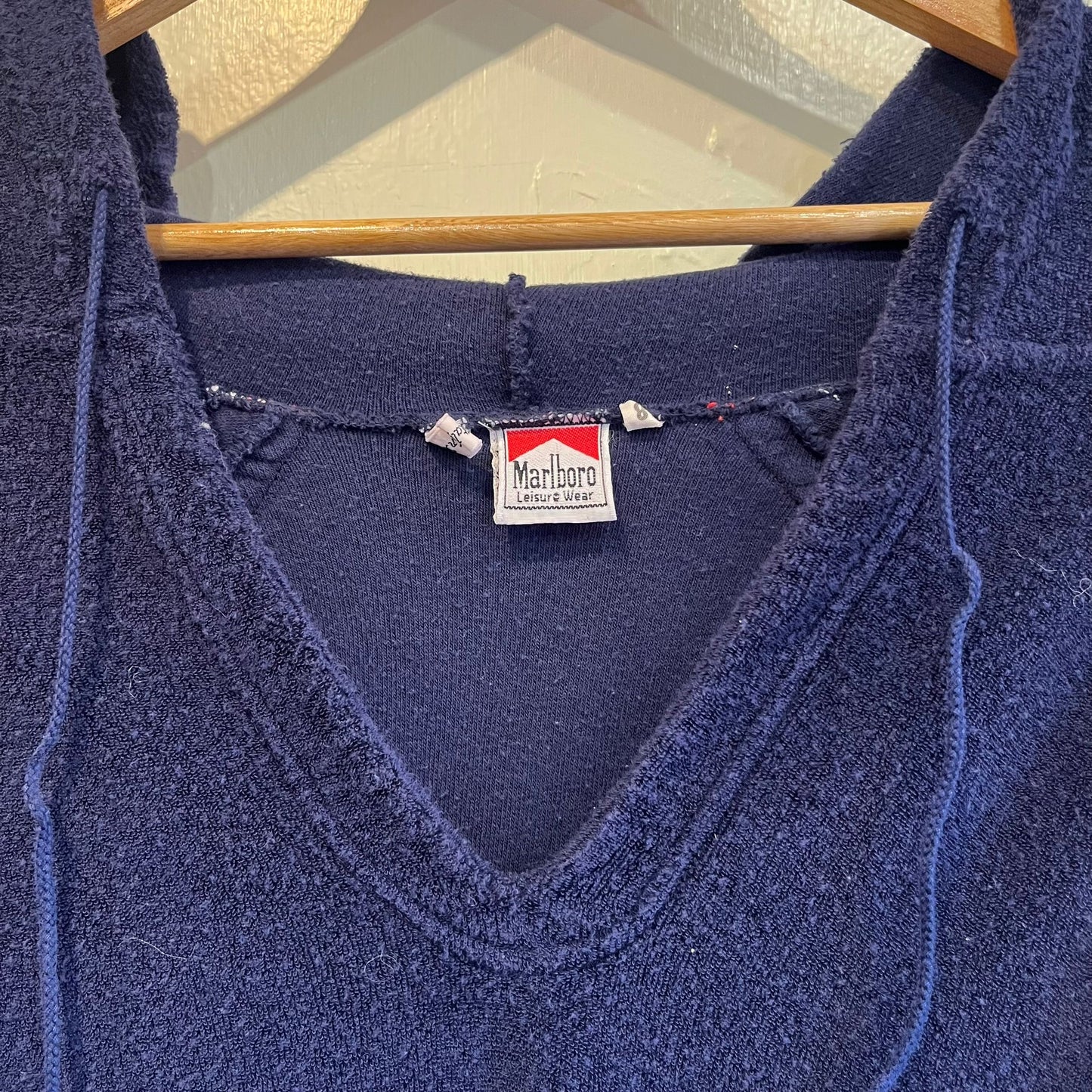 1990s Navy Towelling Marlboro Hoodie Jumper