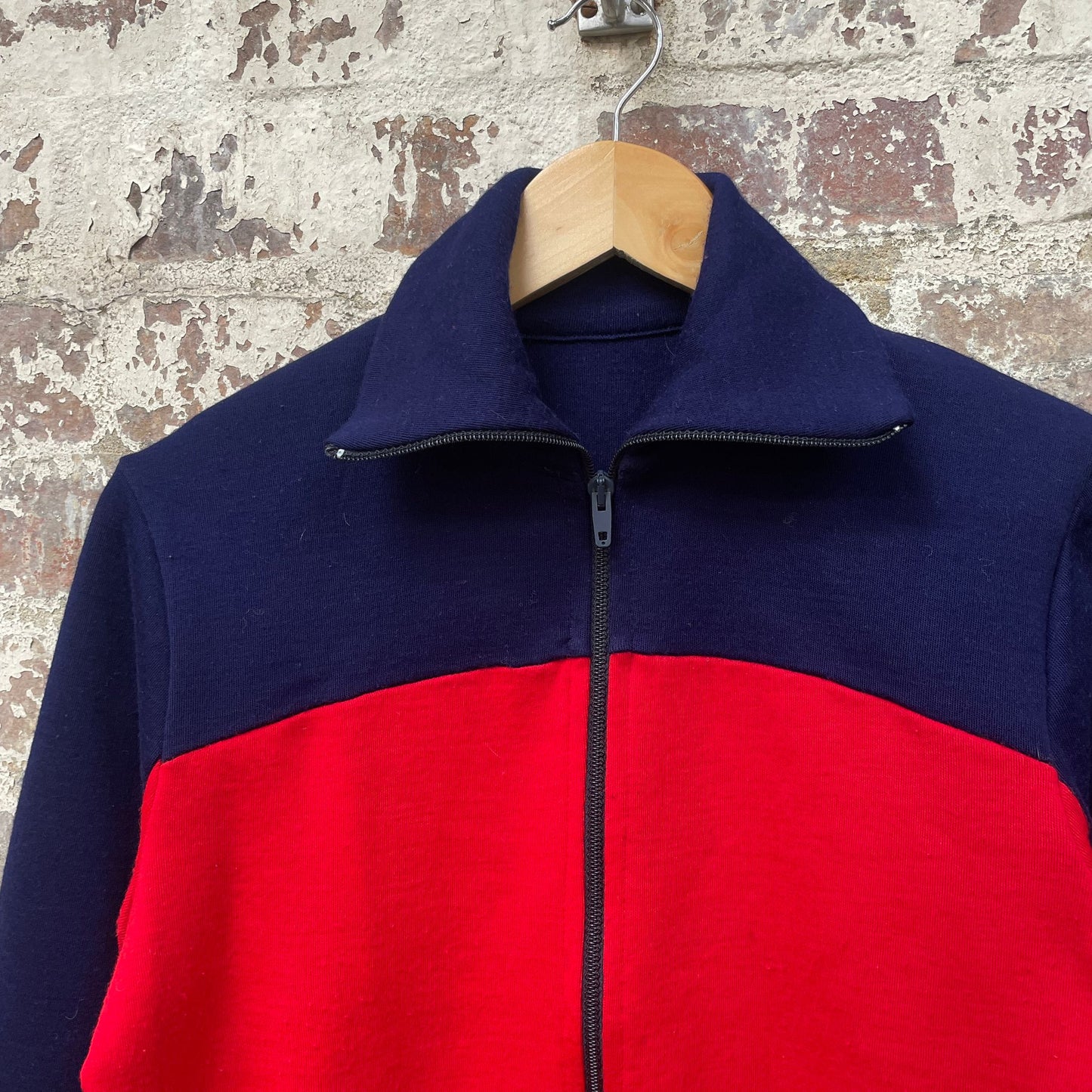 Vintage 1970s 1980s Navy and Red Track Top Jacket
