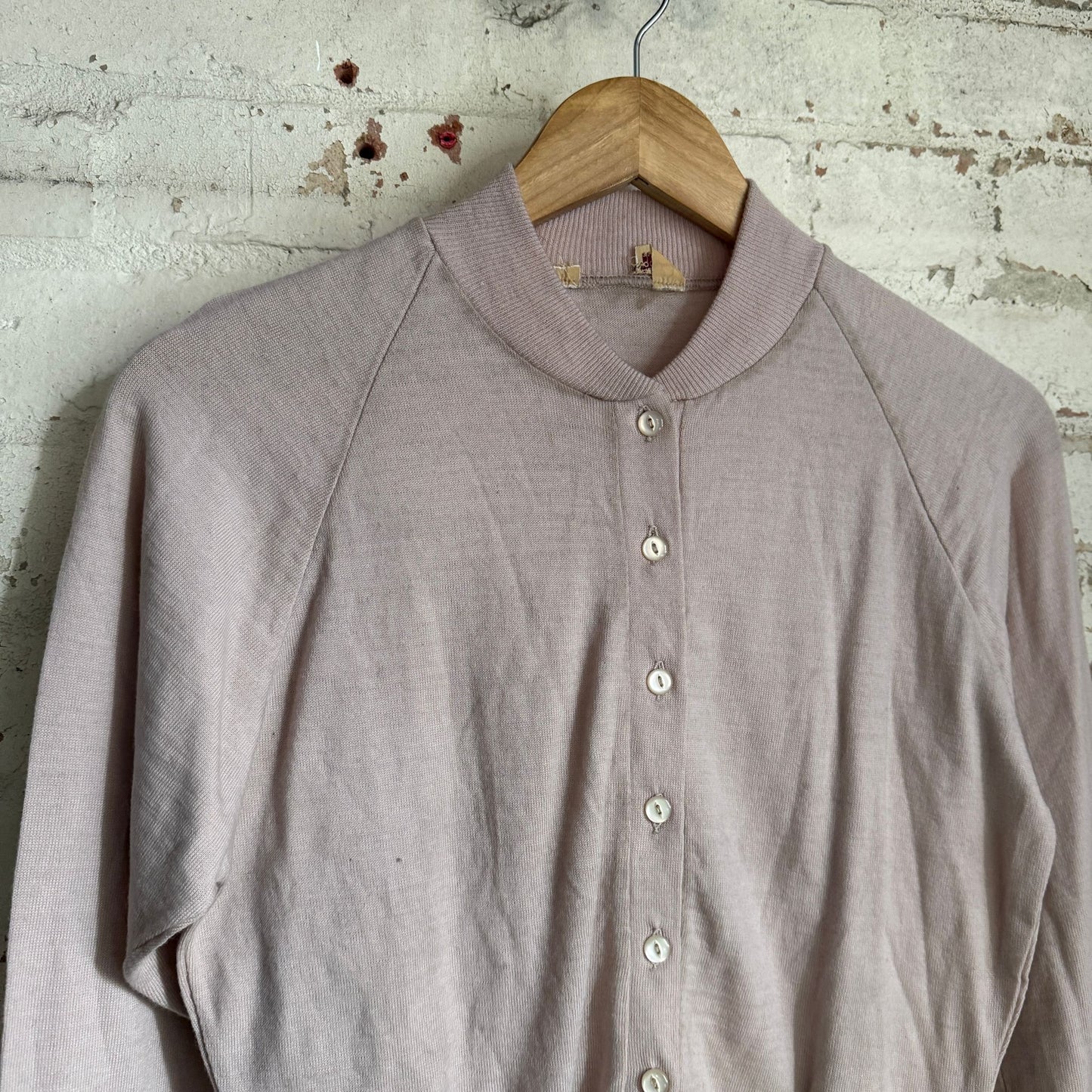 1950s Beige Wool Knitted Cardigan Jumper