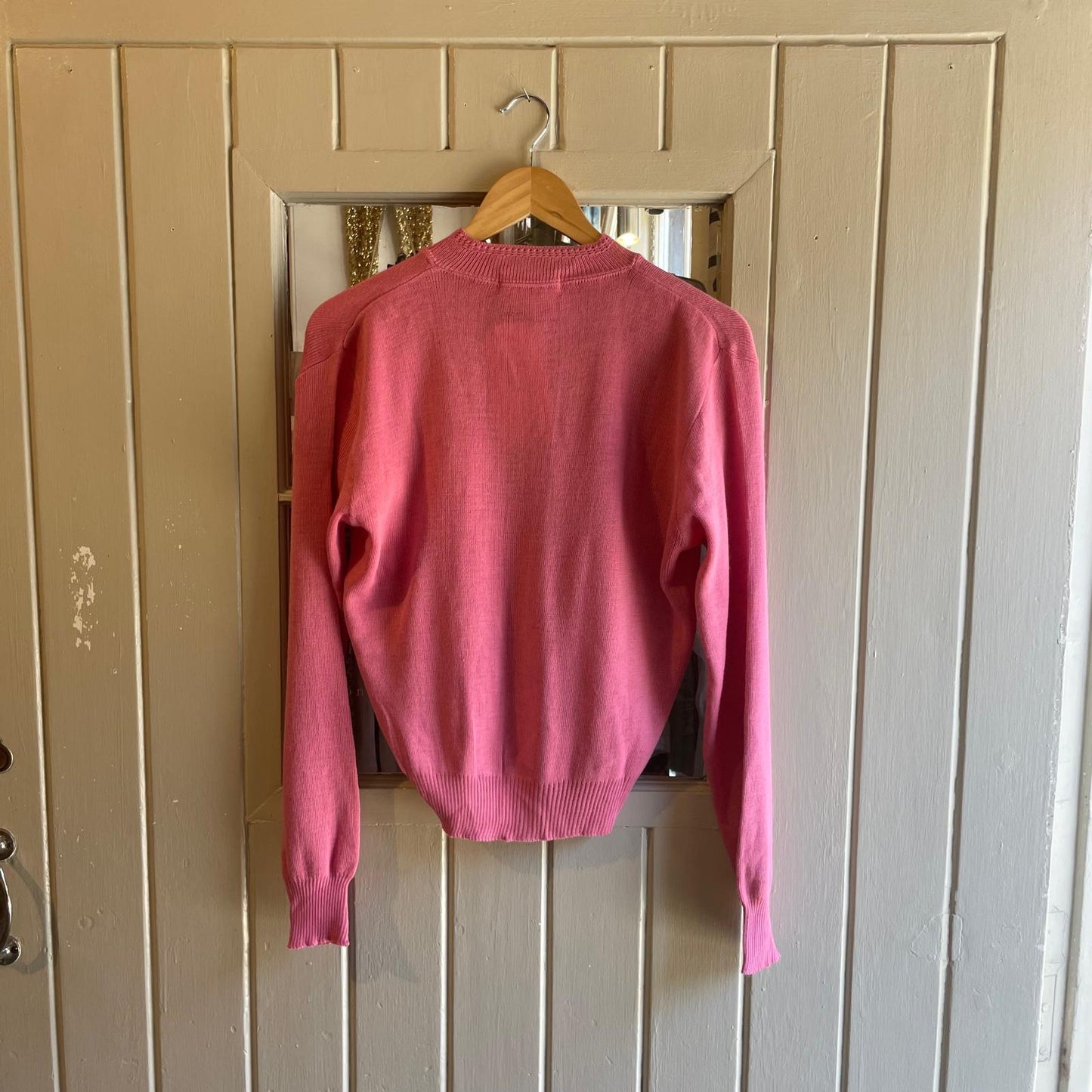 1940s 1950s Pink Wool Button up Knit Cardigan