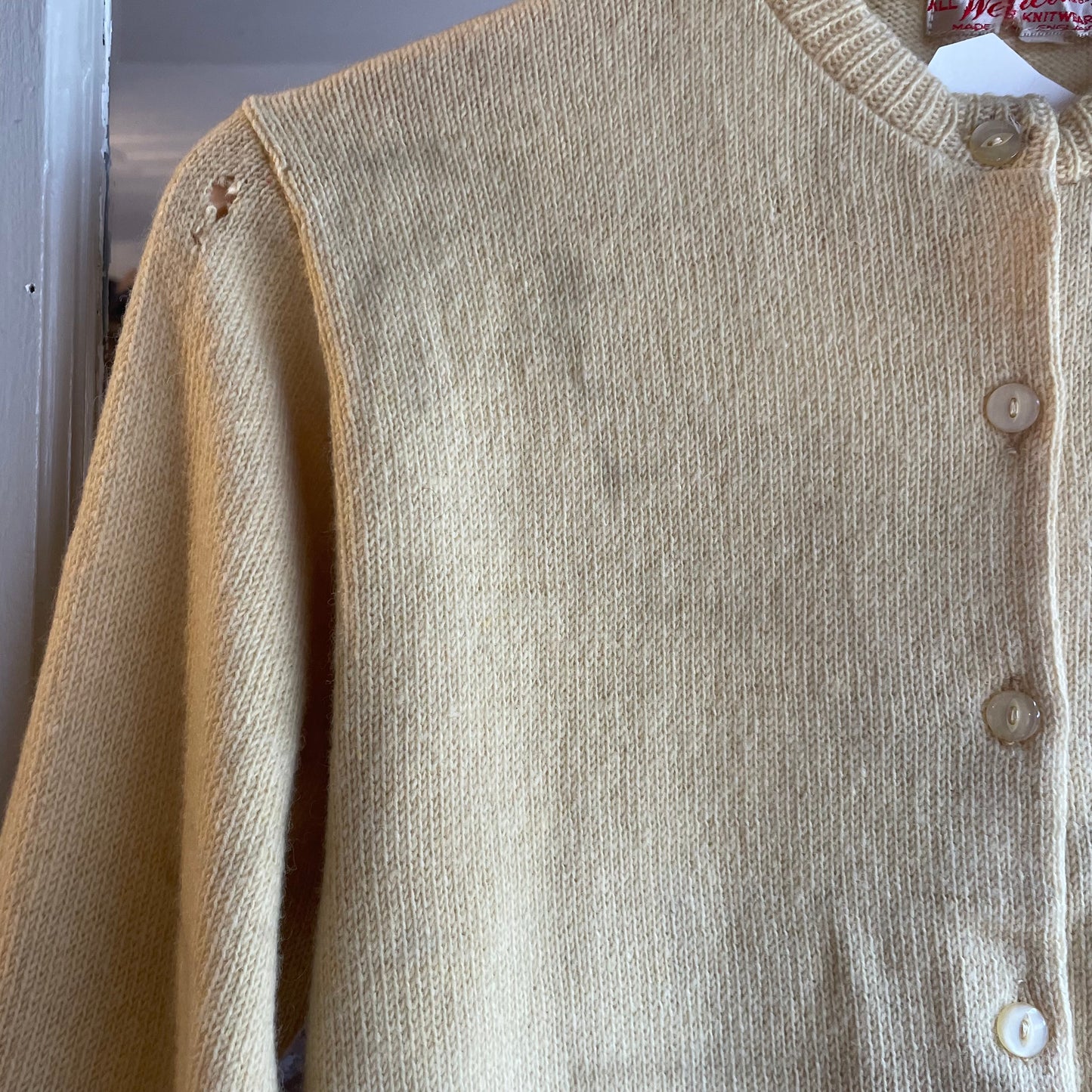 1970s Yellow Wool Knitted Cardigan Jumper