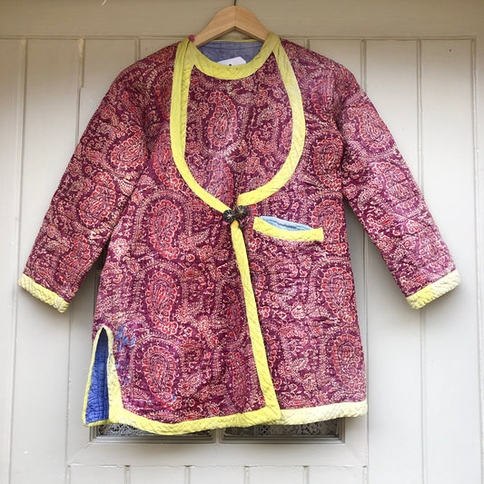 1970s Pink Indian Cotton Quaze Quilted Jacket