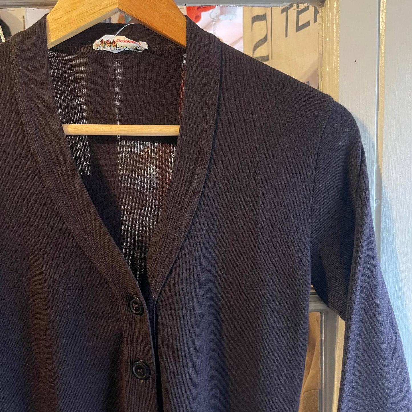 1970s Brown Knitted Button Cardigan Jumper