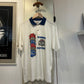 1990s White Print Polo Shirt