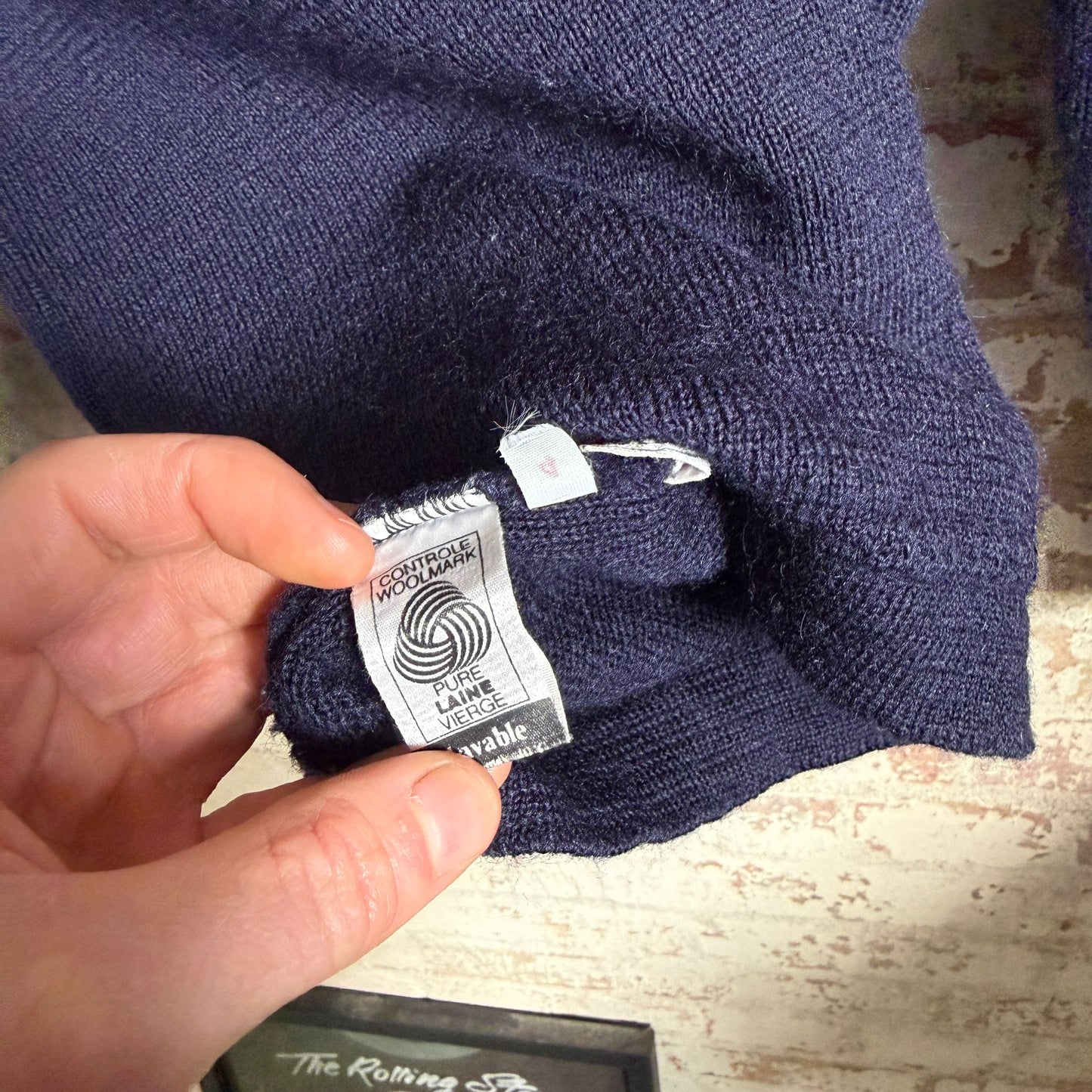 1970s 1980s French Wool Military Knitted Jumper