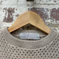 Vintage 1970s 1980s Beige Knitted Short Sleeved Jumper Shirt
