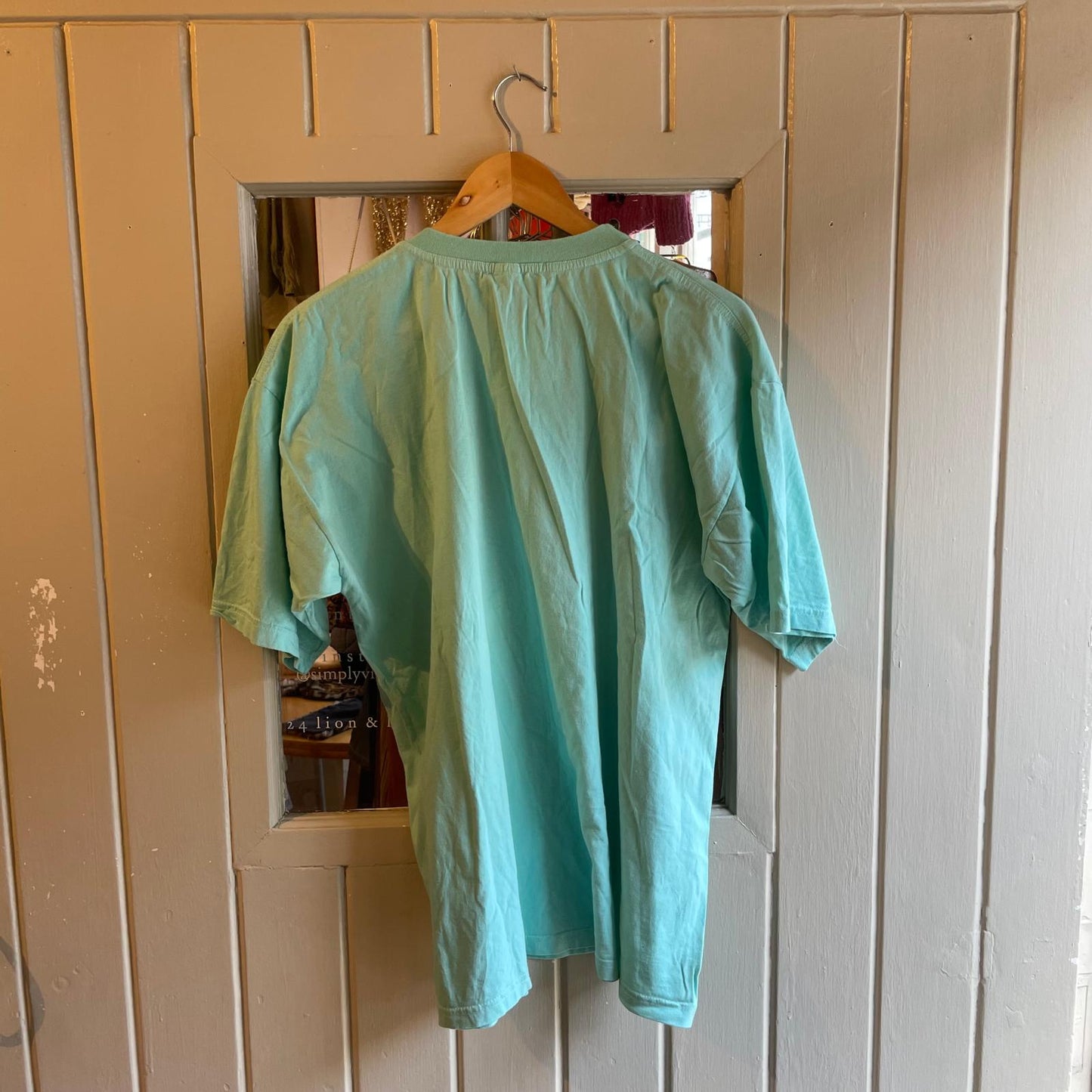 Vintage 80s/90s Turquoise Bootleg Embroidered T-shirt