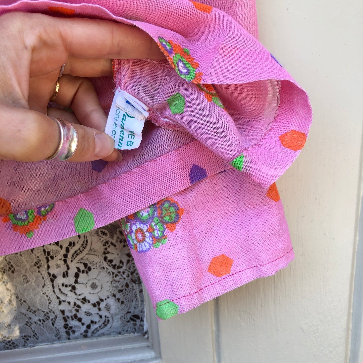 1970s Pink Chiffon Dagger Collar Shirt