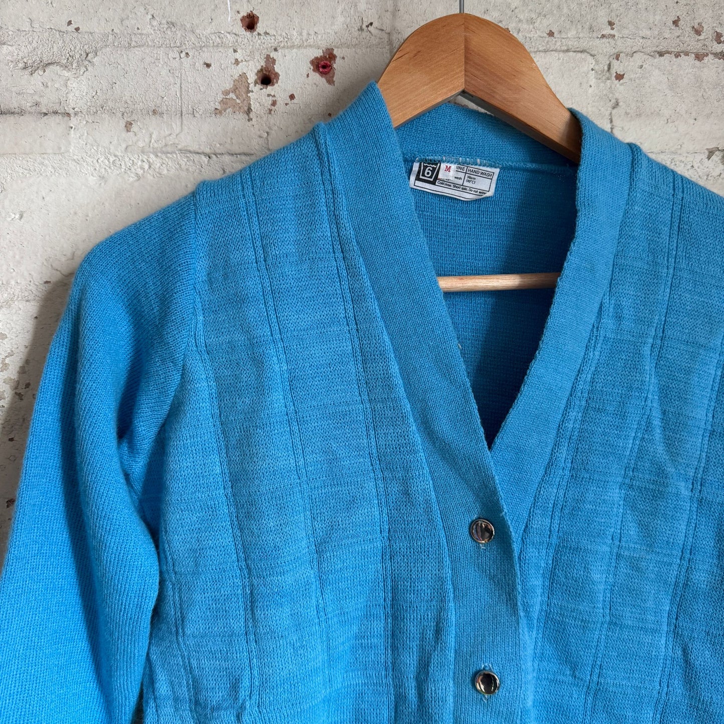 1960s Blue Wool Button up Cardigan Jumper