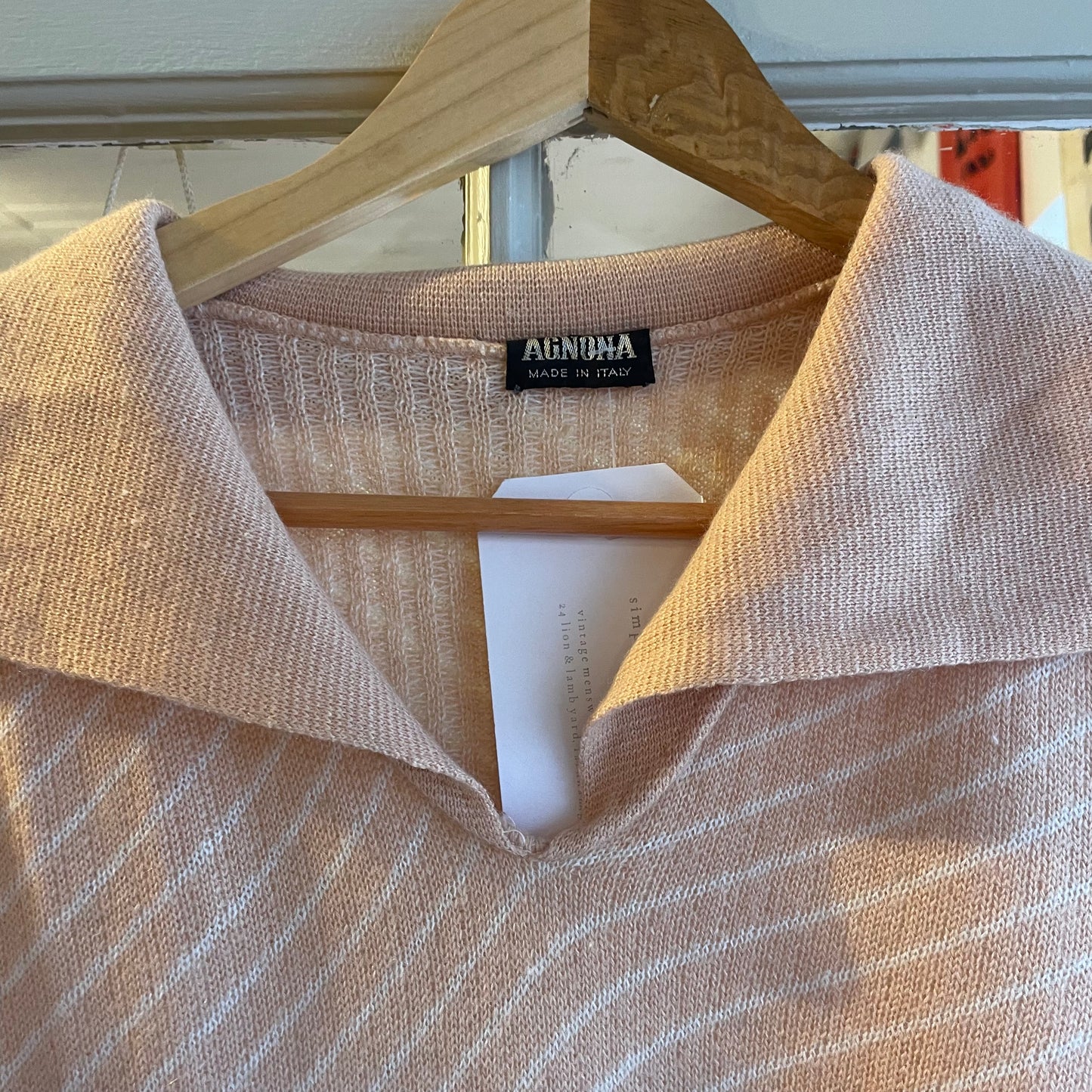 1960s Italian Peach Knitted Stripe Shirt Top