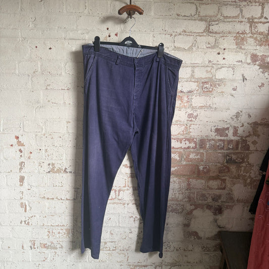 1950s Navy British Workwear Cotton Drill Trousers