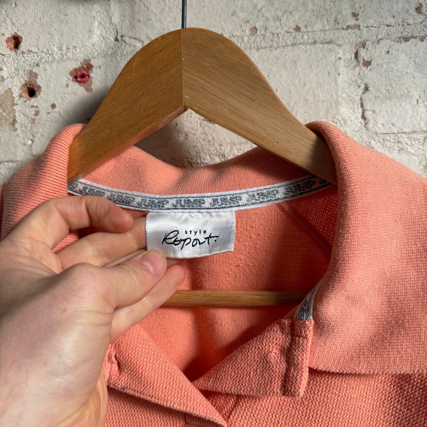 1990s Waffle Peach Polo Shirt