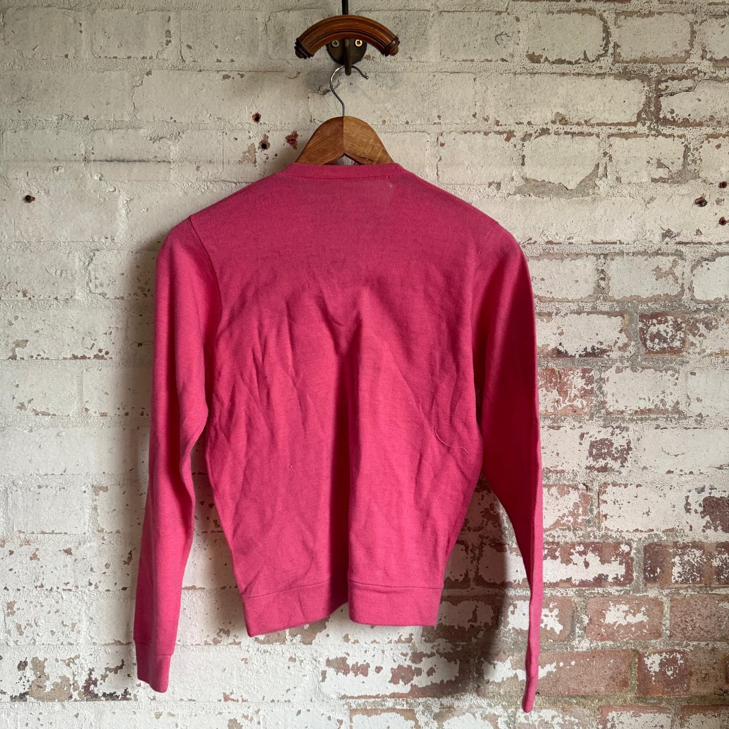 1950s Pink Wool Knitted V-Neck Jumper