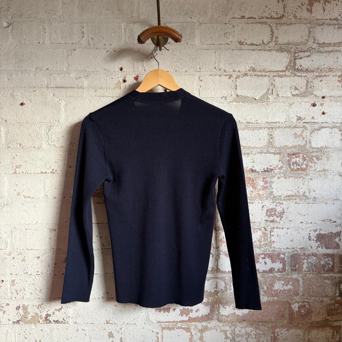 1970s Navy Wool Knitted Button Cardigan Jumper
