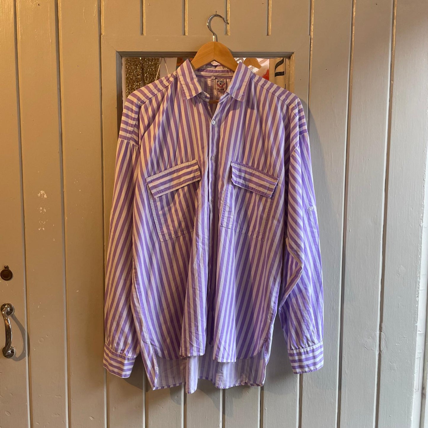 1980s Unusual Design Purple Long Sleeve Shirt