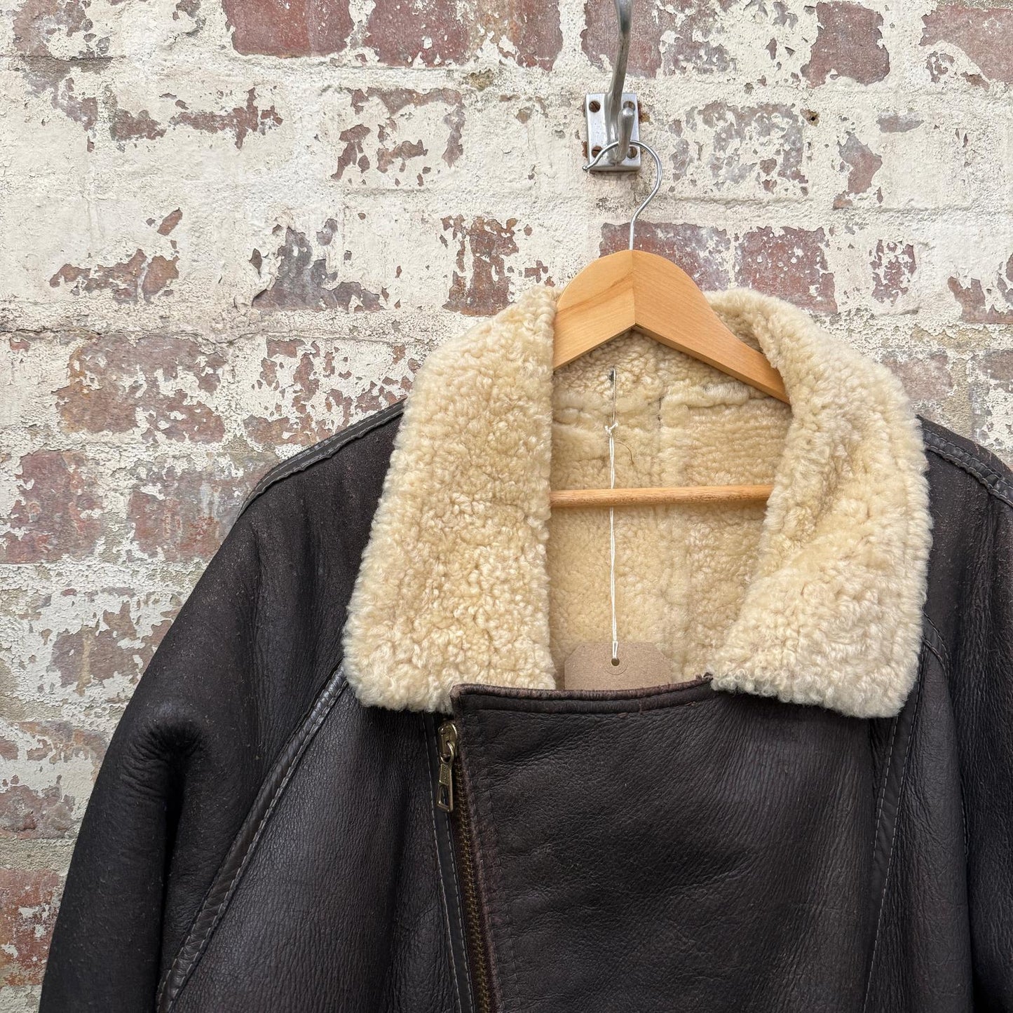 1980s Brown Leather Flight Shearling Jacket