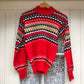 1960s Red Patterned Knitted Jumper