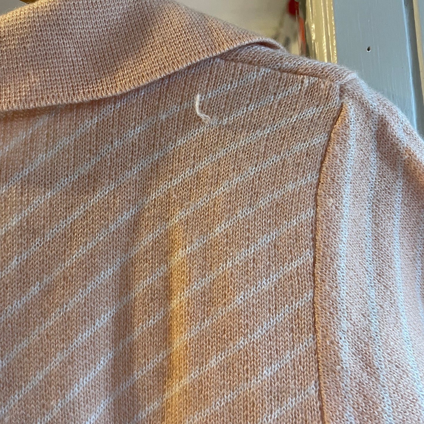 1960s Italian Peach Knitted Stripe Shirt Top