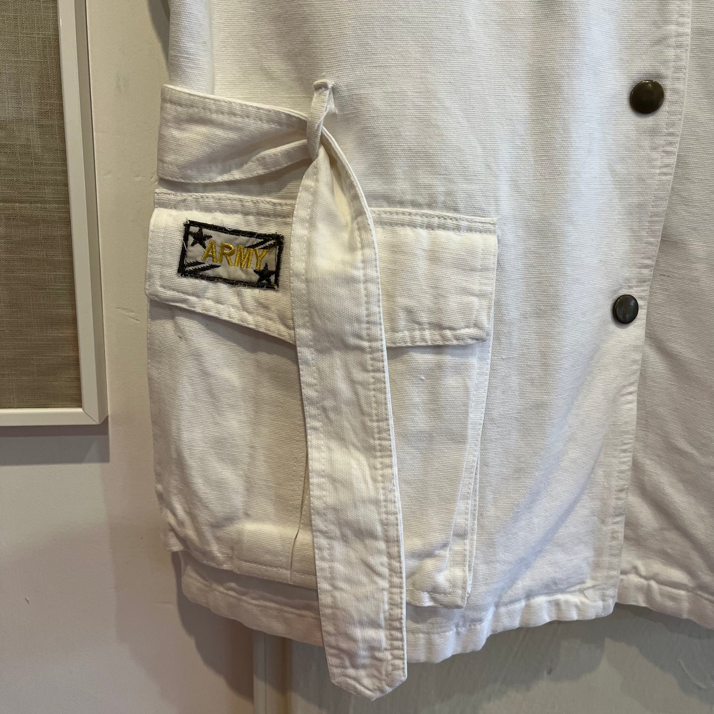 1980s White US Army Military Style Vest Unusual