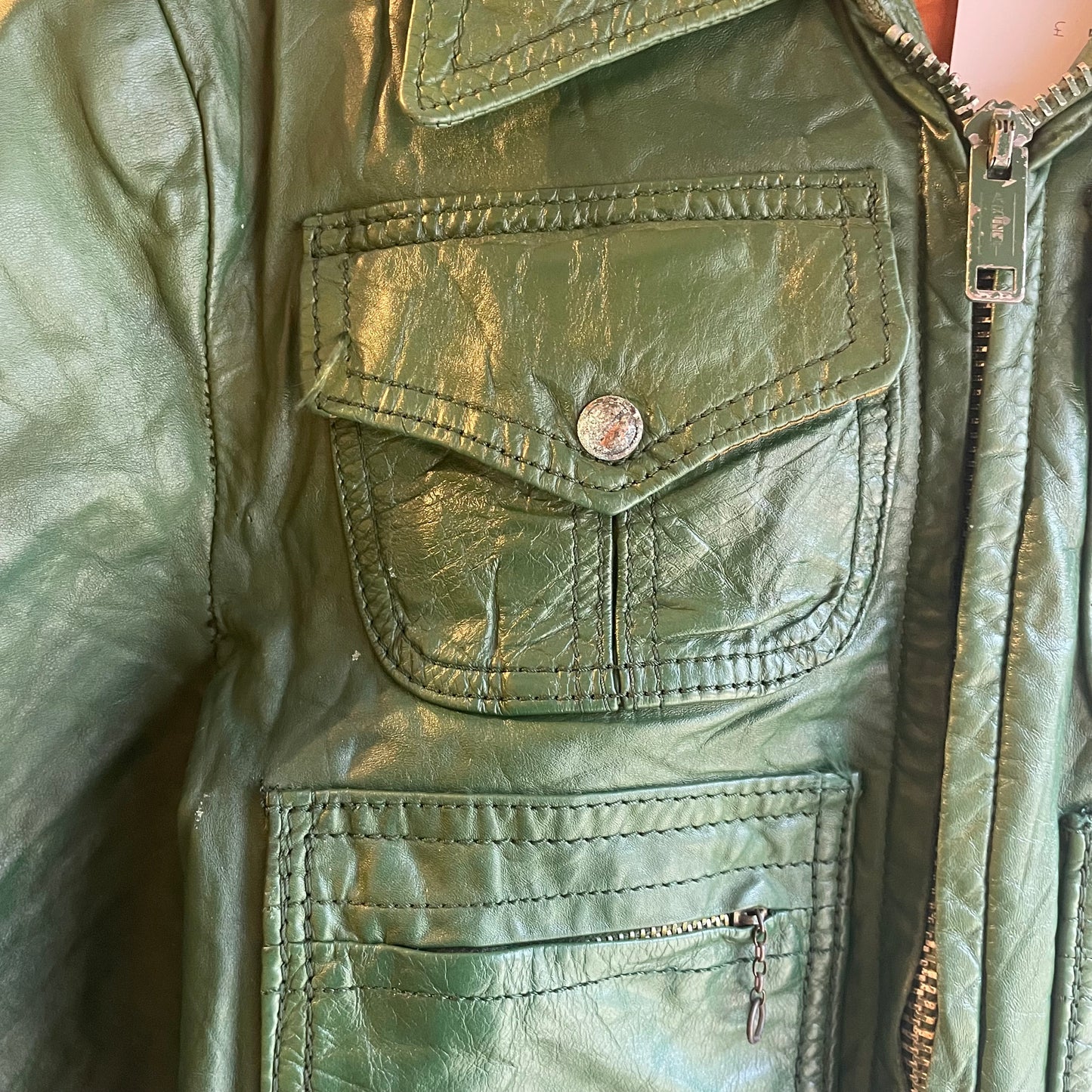 1970s Green Leather Jacket