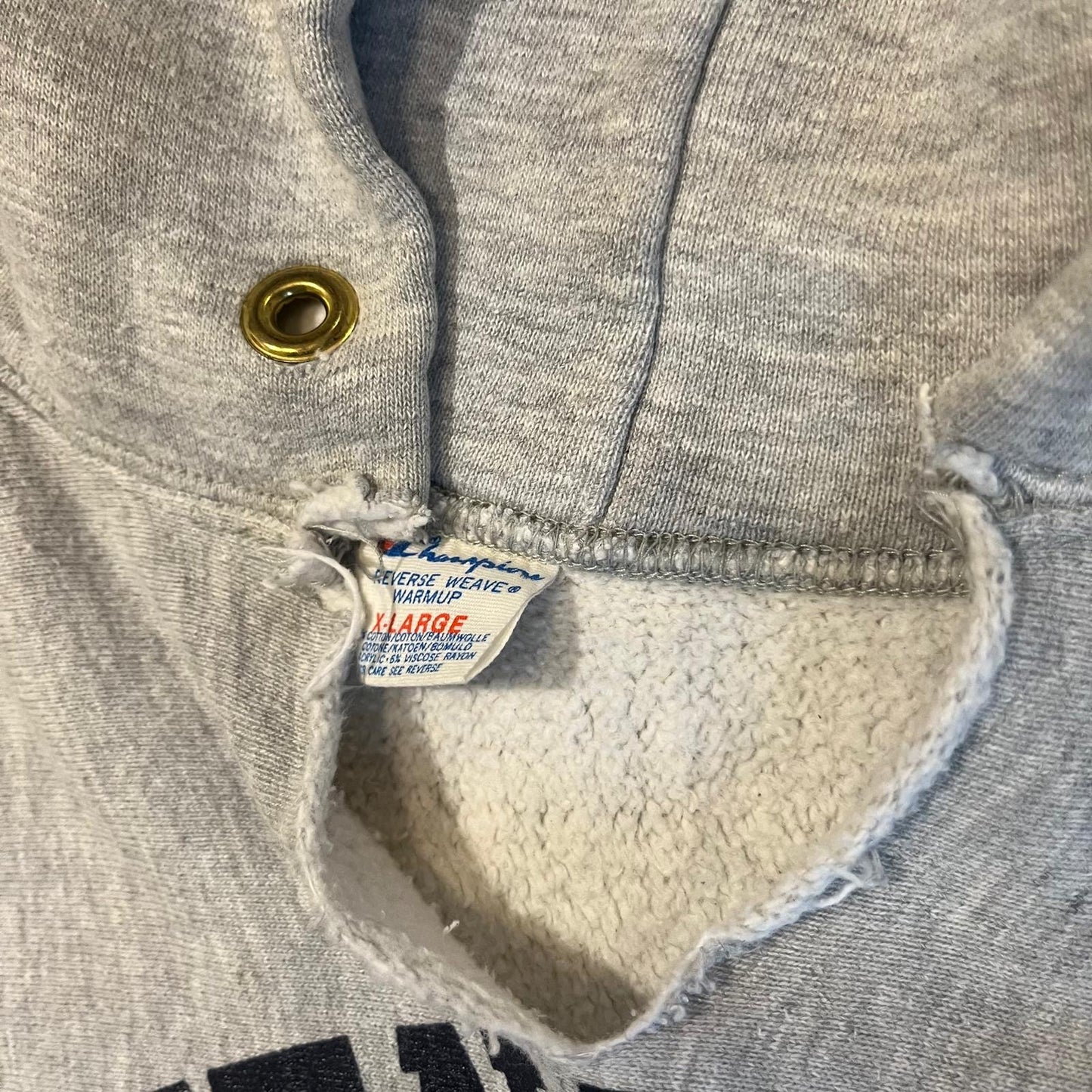 1970s Grey Champion Reverse Weave Graphic Hoodie Sweatshirt jumper