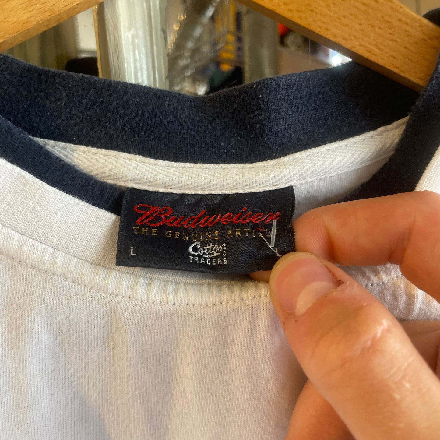 Vintage 90s Cotton Traders x Budweiser Embroidered T-shirt