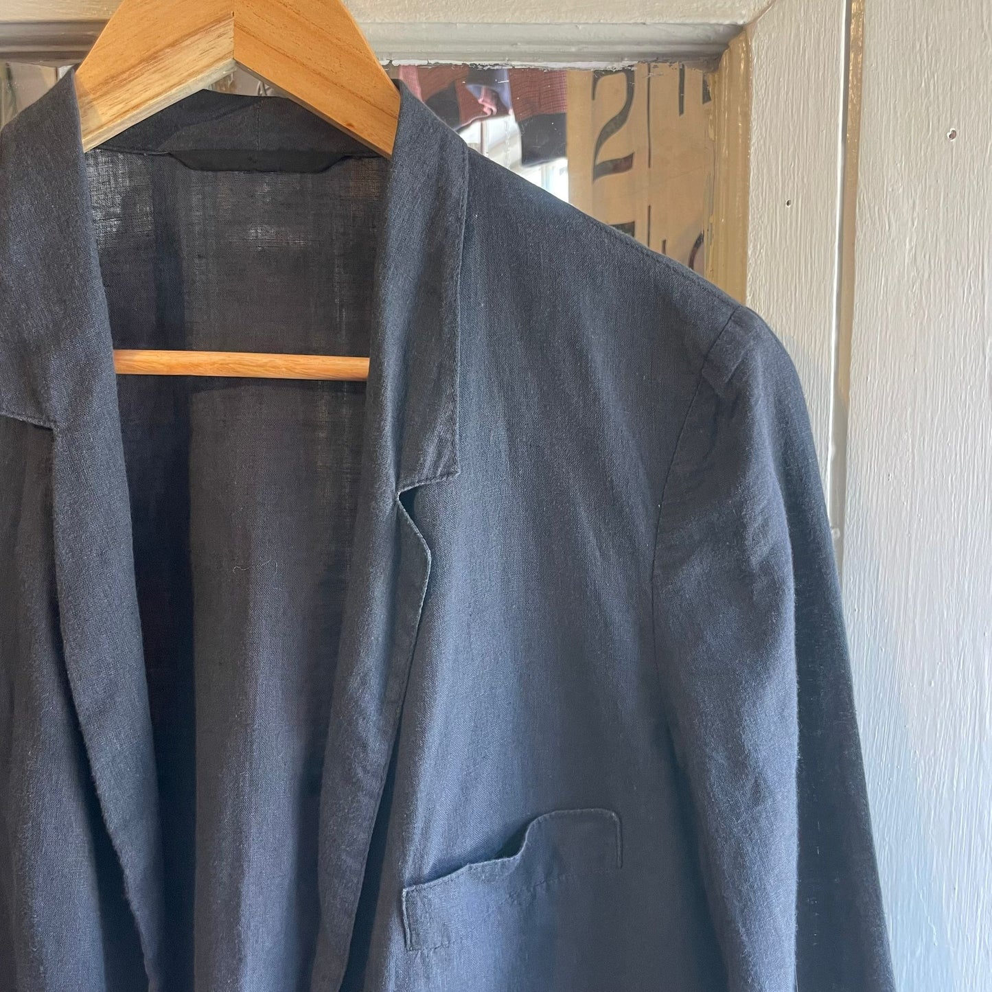 Vintage 70s/80s Black Linen Open Blazer Jacket