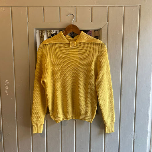 Vintage 50s/60s Yellow Wool British Knitted Unusual Jumper