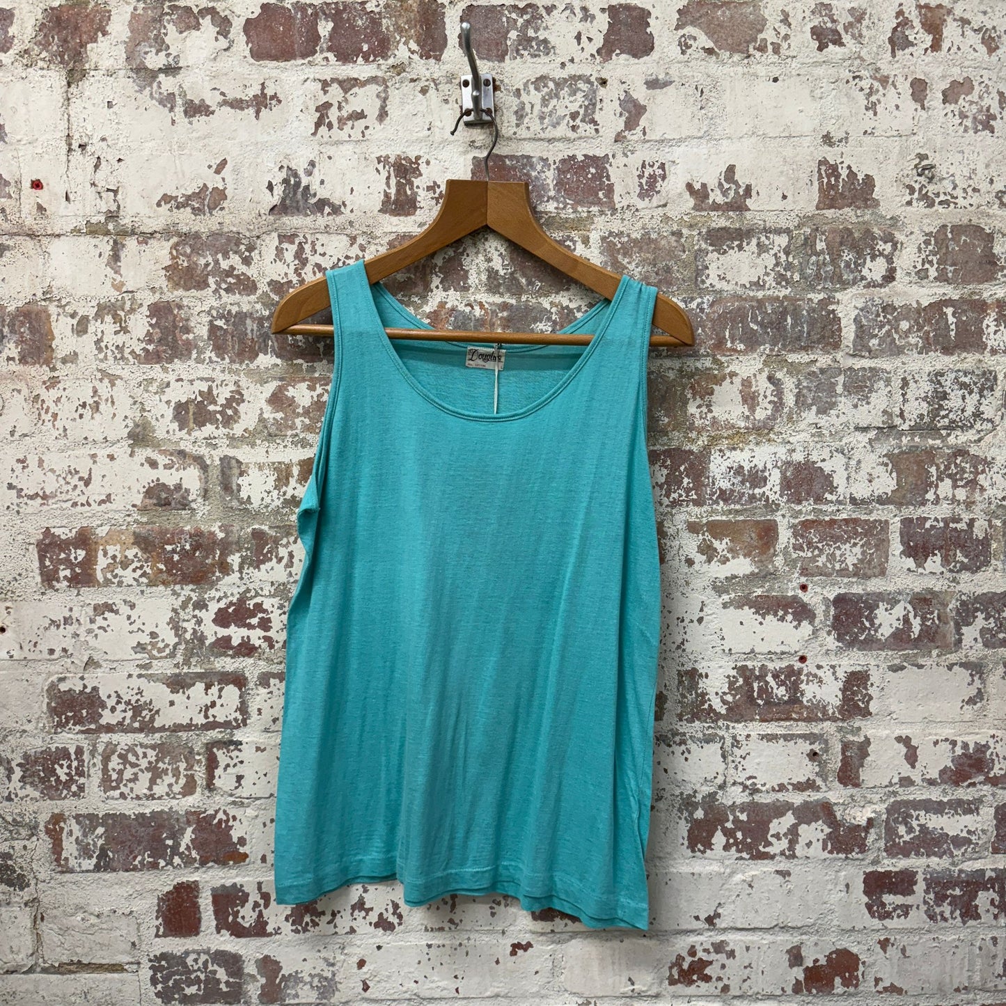 1970s Turquoise Blank Cotton Vest