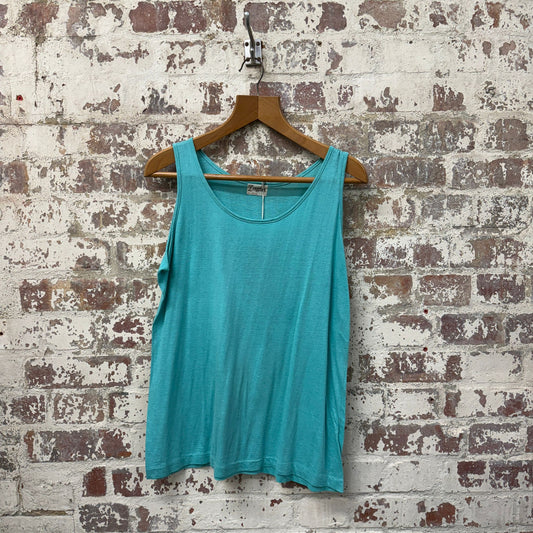1970s Turquoise Blank Cotton Vest