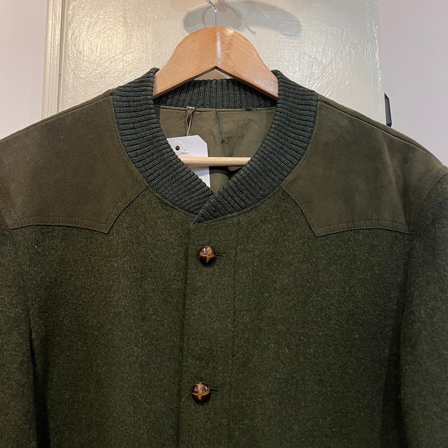 1970s Dark Green Button Down Bomber Jacket