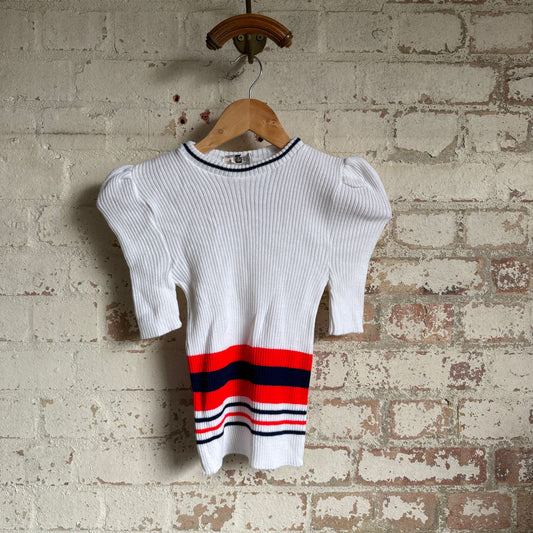1979s White Knitted Short Sleeved Jumper