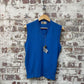 Vintage 1970s 1980s Blue Knitted Tank Top Sweater Vest Jumper