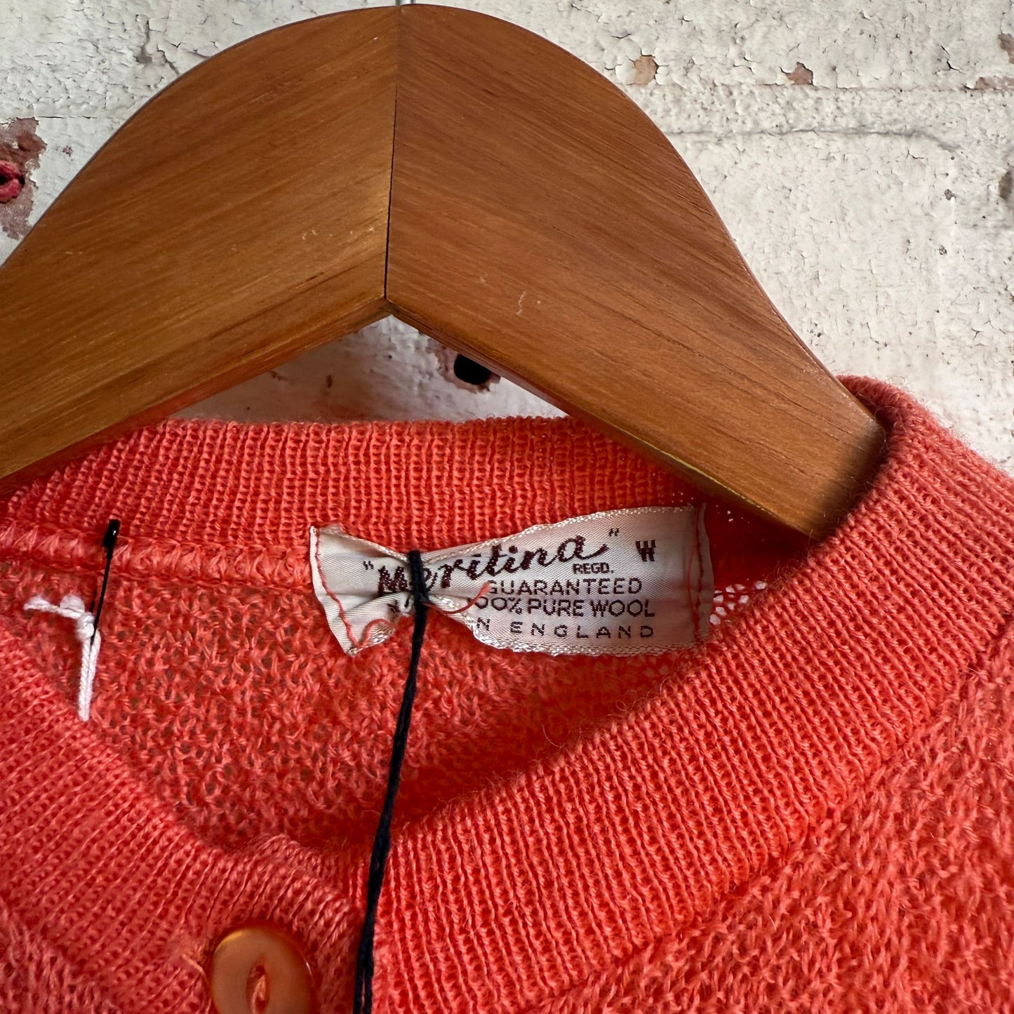 1970s Orange Knitted Cardigan Jumper