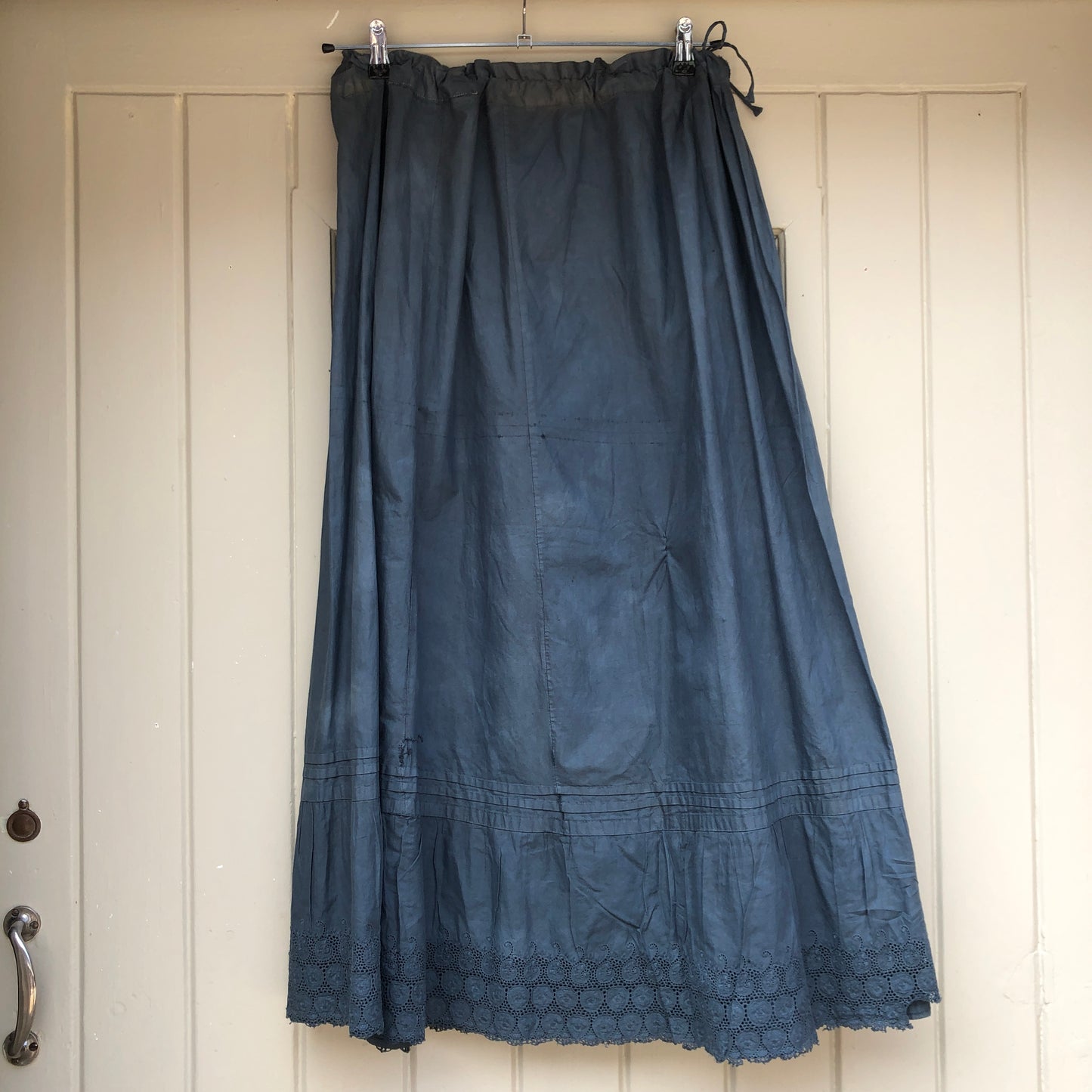 1880s Victorian Handmade Blue Skirt