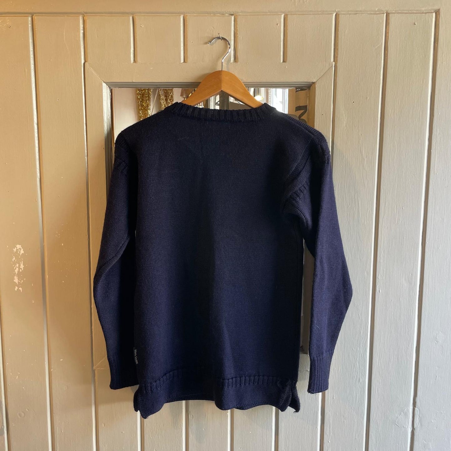 1970s 1980s Navy Fisherman Guernsey Wool Jumper