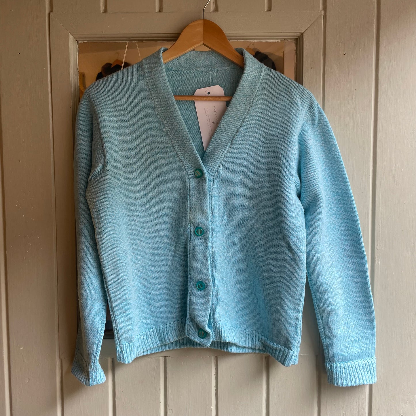 1970s Baby Blue Knitted Cardigan Jumper