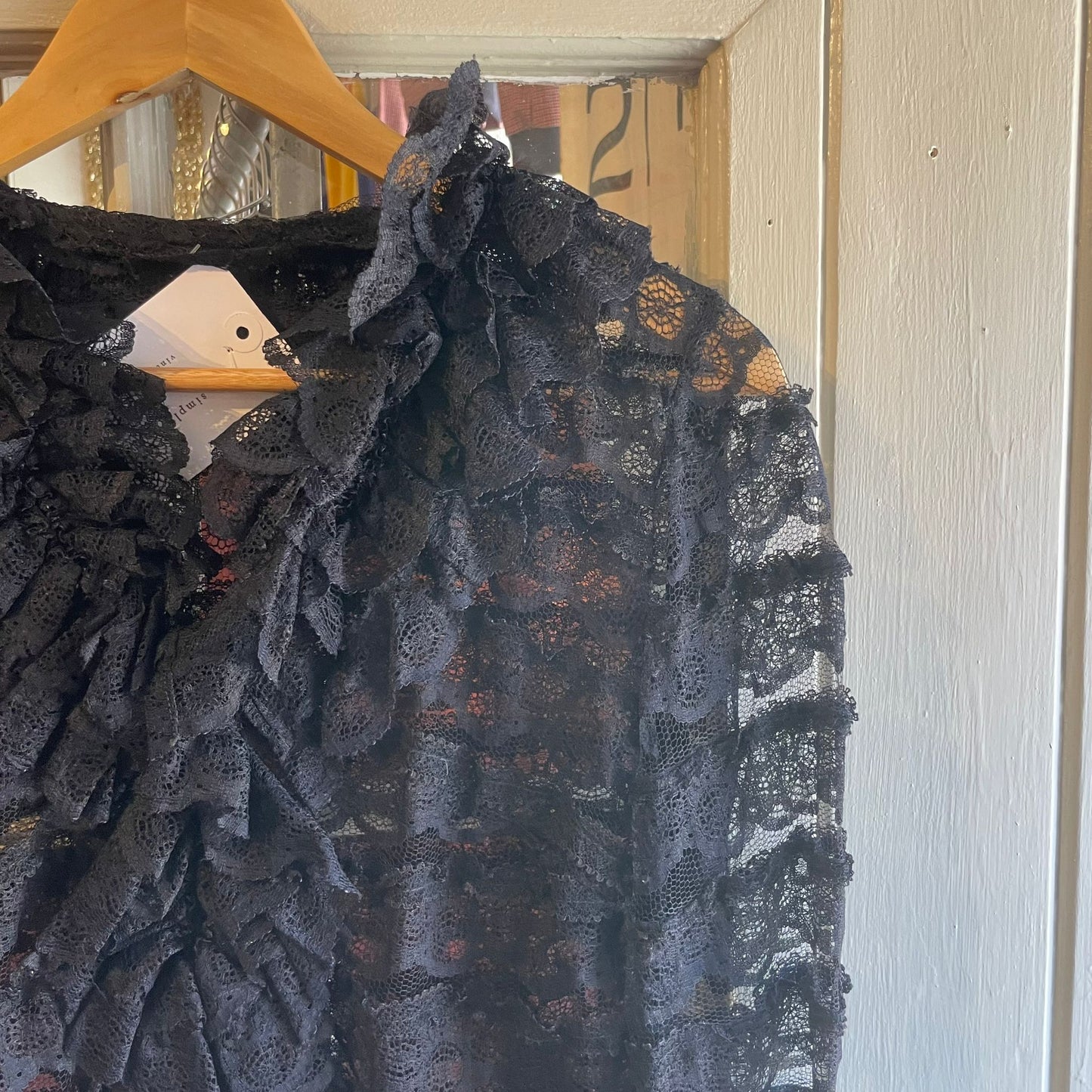 Vintage 70s/80s Black Victorian Style Lace Top