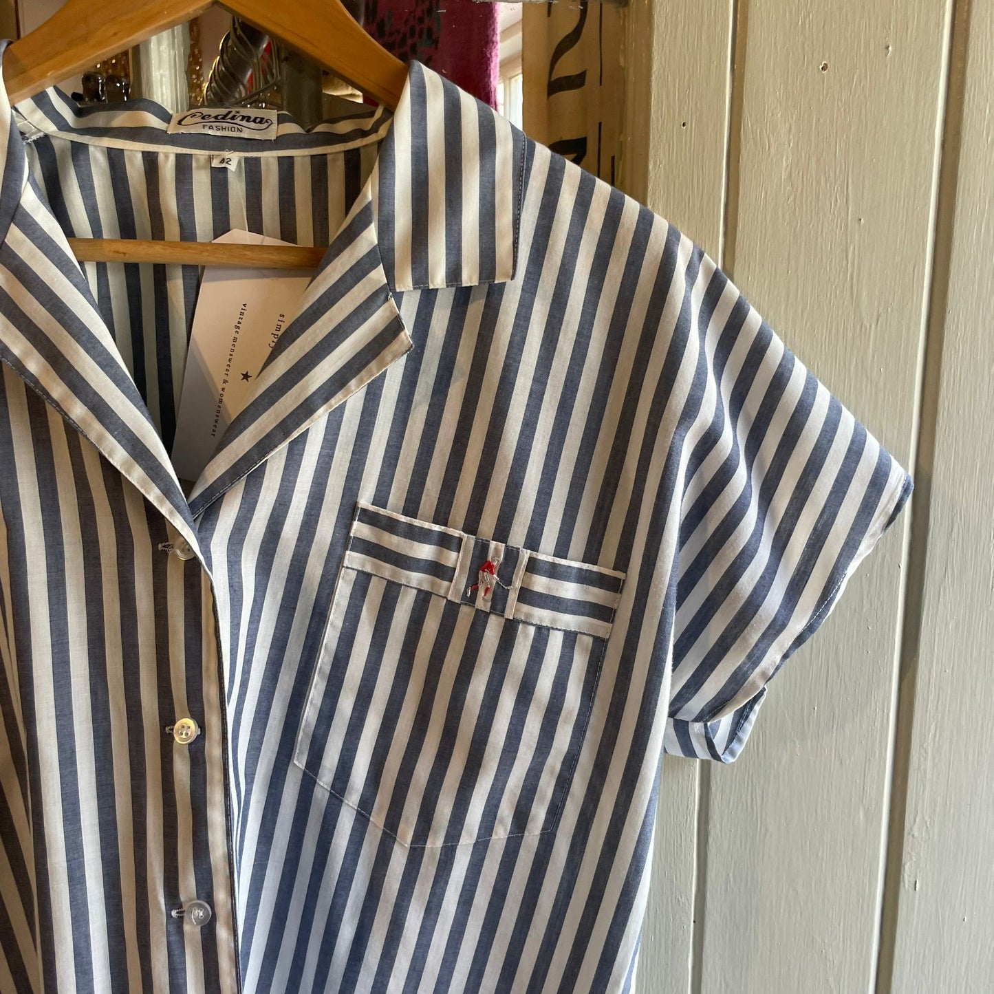 Vintage 70s/80s Blue Striped Cotton Shirt