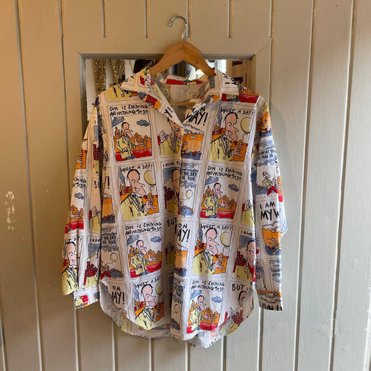 1980s St Michaels Unusual Comic Book Graphic Long Sleeve Shirt