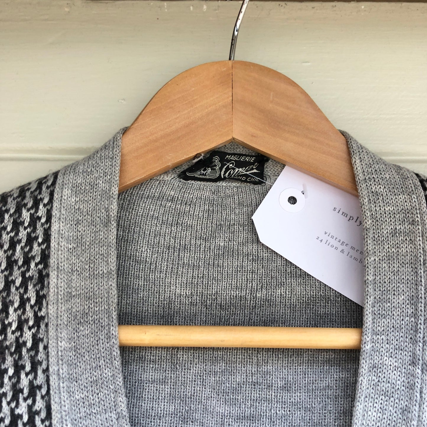 1970s Grey Dogtooth Cardigan Jumper