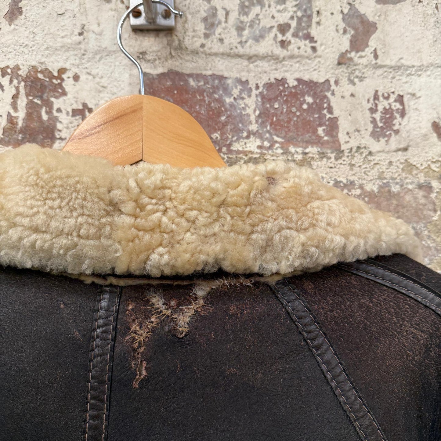 1980s Brown Leather Flight Shearling Jacket