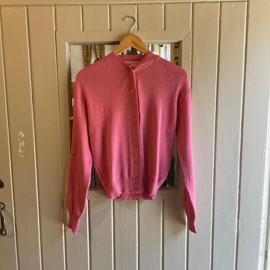 1940s 1950s Pink Wool Button up Knit Cardigan
