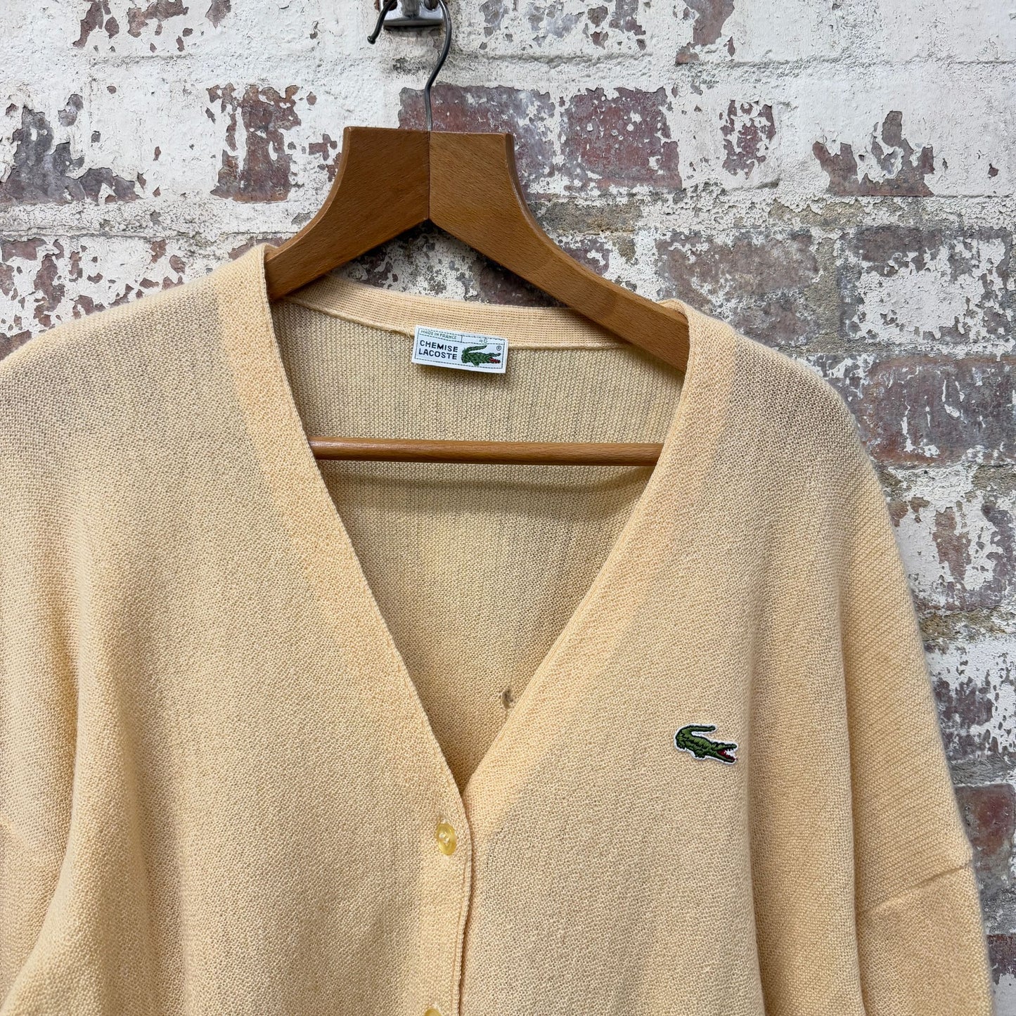 1980s Yellow Chemise Lacoste Cardigan Jumper