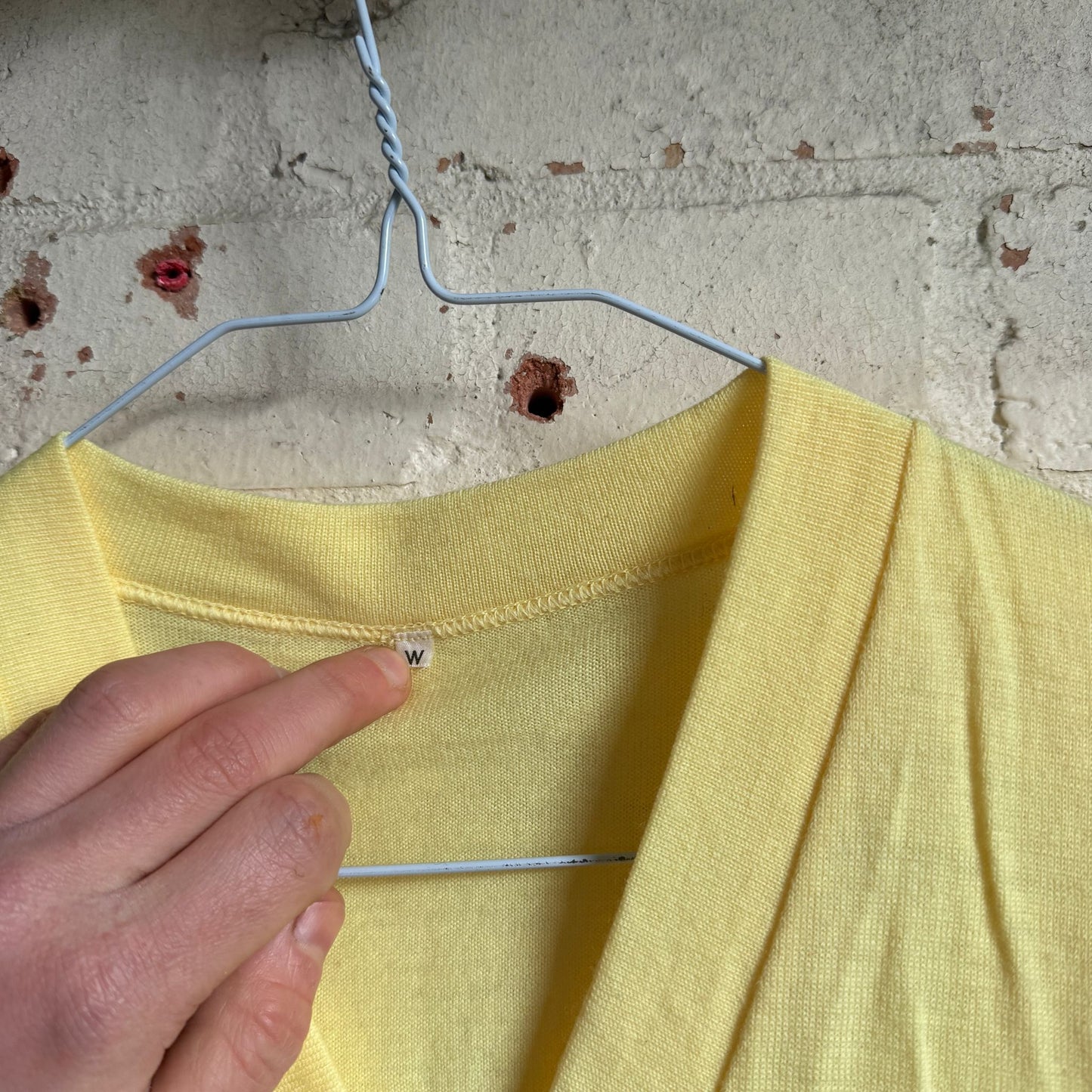 1960s Yellow Wool Knitted V-Neck top