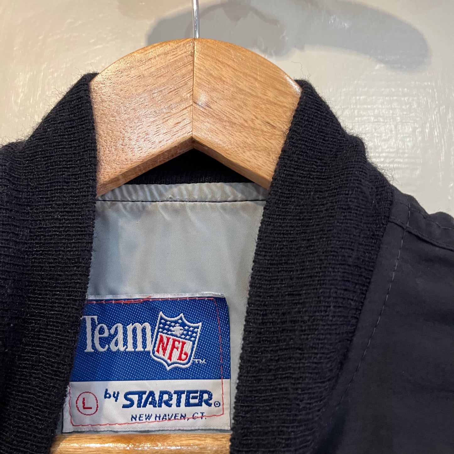 1990s Starter Black Raiders Bomber Jacket